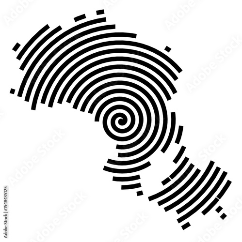 Symbol Map of the city Lauf a.d.Pegnitz (Bayern, Germany) showing the city with a black spiral line