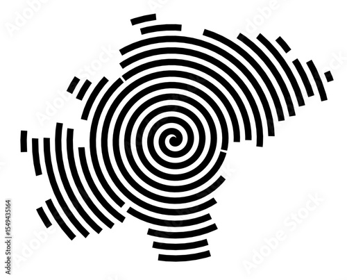 Symbol Map of the city Zirndorf (Bayern, Germany) showing the city with a black spiral line