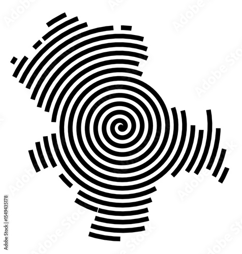 Symbol Map of the city Schwabach (Bayern, Germany) showing the city with a black spiral line
