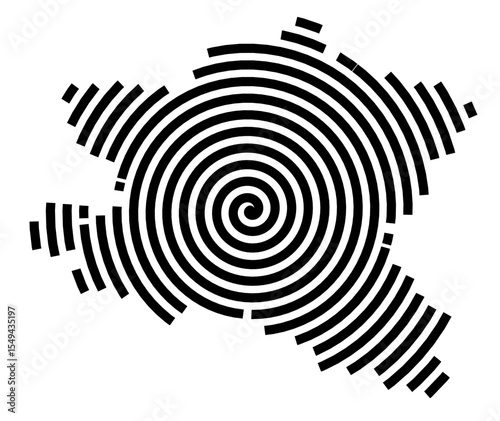 Symbol Map of the city Ansbach (Bayern, Germany) showing the city with a black spiral line