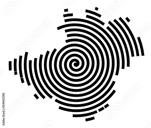 Symbol Map of the city Hof (Bayern, Germany) showing the city with a black spiral line