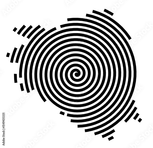 Symbol Map of the city Bamberg (Bayern, Germany) showing the city with a black spiral line