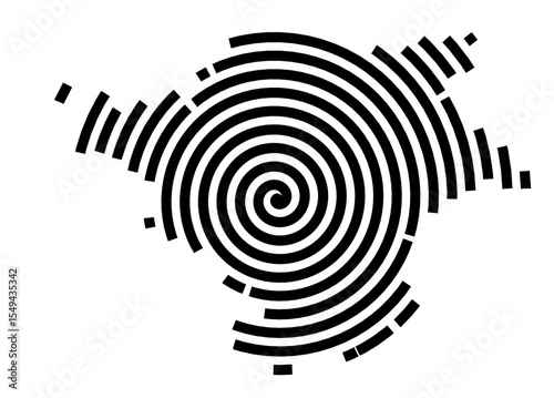 Symbol Map of the city Bayreuth (Bayern, Germany) showing the city with a black spiral line