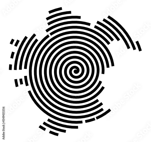 Symbol Map of the city Schwandorf (Bayern, Germany) showing the city with a black spiral line