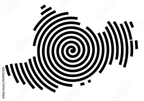 Symbol Map of the city Straubing (Bayern, Germany) showing the city with a black spiral line