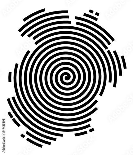Symbol Map of the city Landsberg am Lech (Bayern, Germany) showing the city with a black spiral line