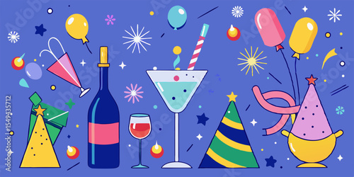 Celebration party festive drinks and decorations