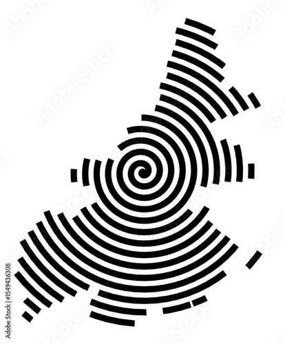 Symbol Map of the city Trier (Rheinland-Pfalz, Germany) showing the city with a black spiral line