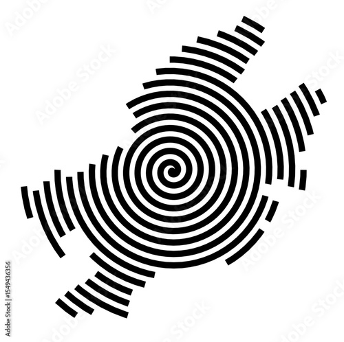 Symbol Map of the city Frankfurt am Main (Hessen, Germany) showing the city with a black spiral line