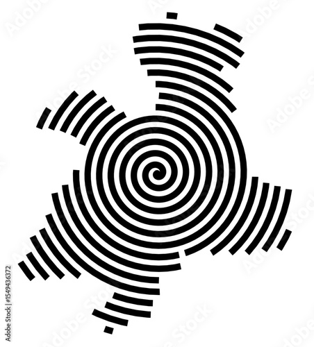 Symbol Map of the city Offenbach am Main (Hessen, Germany) showing the city with a black spiral line