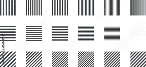 イラスト素材：ストライプ・ボーダーの幾何学模様　ベクター　Striped and border pattern isolated illustration set.