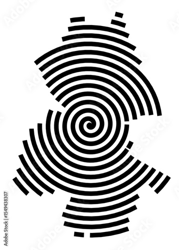 Symbol Map of the city Stade (Niedersachsen, Germany) showing the city with a black spiral line