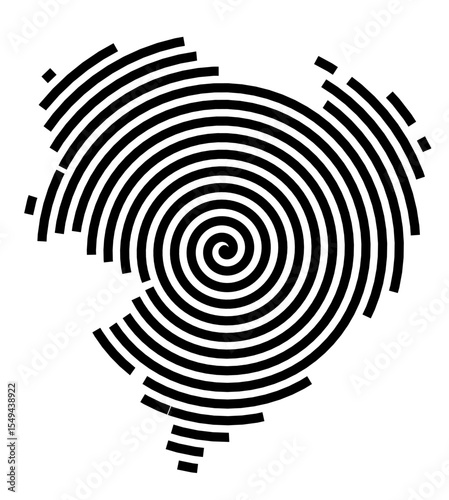 Symbol Map of the city Schwedt_Oder (Brandenburg, Germany) showing the city with a black spiral line