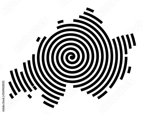 Symbol Map of the city Oranienburg (Brandenburg, Germany) showing the city with a black spiral line