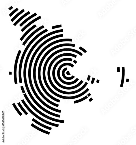 Symbol Map of the city Nürnberg (Bayern, Germany) showing the city with a black spiral line