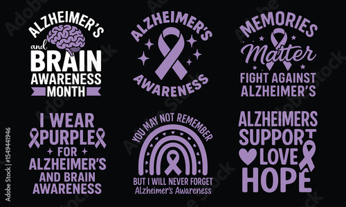 Alzheimer's Awareness Svg Bundle, Purple Ribbon Svg, Alzheimers Awareness, Alzheimer's Png, Alzheimer's Clipart, Svg For Silhouette