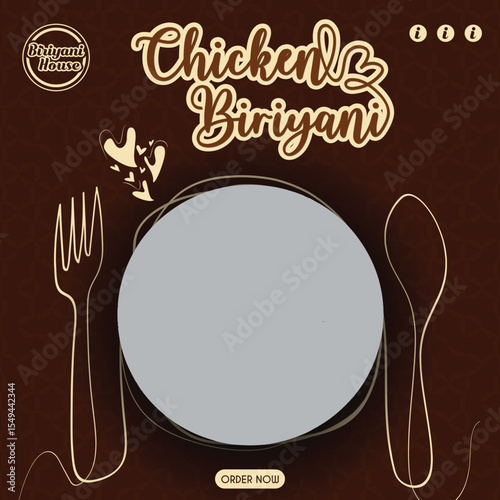 Restaurant Biriyani Food Social Media Poster Template