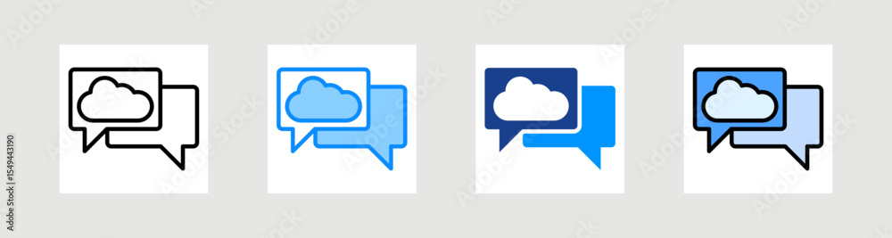 Cloud Messaging Icon Collection Set Multiple Style