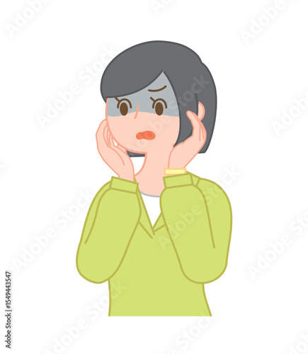 ショックを受けて青ざめる女性のイラスト/Shocked and Pale Woman Illustration