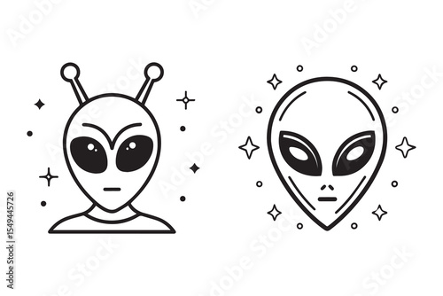 Black And White Alien Face icons