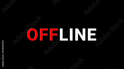 Offline Animated Banner with Red And White Letters And Black Background. Fade in Flickering Cinematic Effect