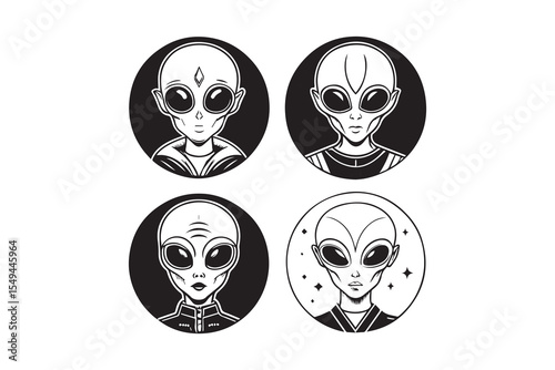 Black And White Alien Face icons