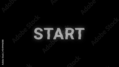 Start Animated Banner with Flickering Letters Fade In. Retro VHS Effect. Gaming Streaming Template