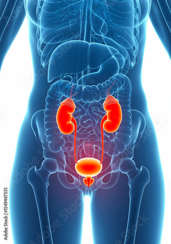 female anatomy showing bladder inflammation and urinary tract infection (UTI)