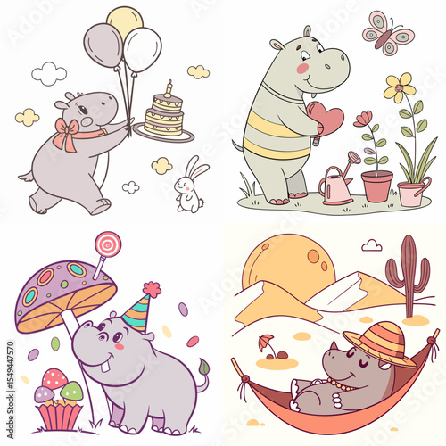 High-Quality hippos Illustrations in Various Styles – SVG Bundle