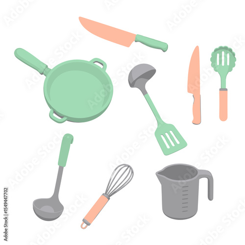 Colorful cartoon kitchen utensils
