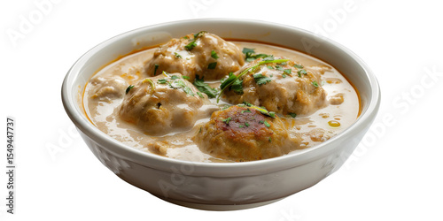Savoring Malai Kofta in Creamy Gravy on Rustic Table cut elements themed on transparent background. cut flower elements, garden themed designs. Top view high quality PNG.