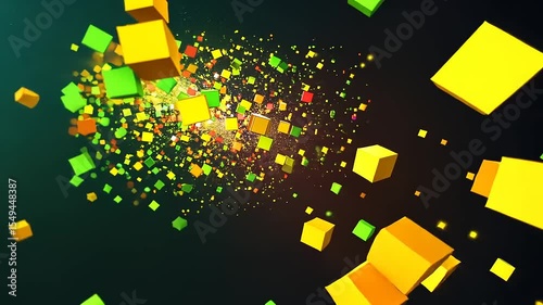 Vibrant 3D Cube Explosion: A Symphony of Color and Form