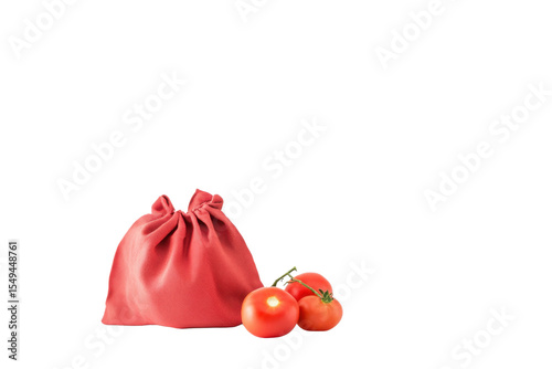 Charming Cotton Bag Overflowing with Fresh Produce Delight cut elements on transparent background. cut flower elements, garden themed designs. Top view high quality PNG.