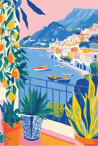Amalfi coastline colourful mediterranean travel destination. Summer vacation background