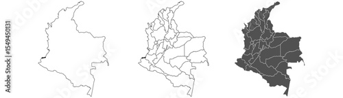 Colombia map – vector illustration of departments and political borders