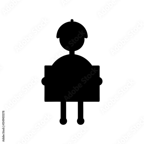 black silhouette of a person holding signboard on .svg