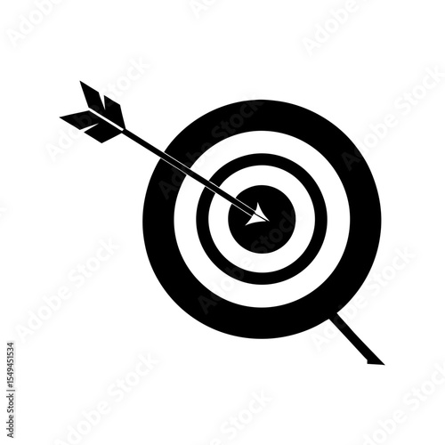 black silhouette of a target with arrow on white b.svg