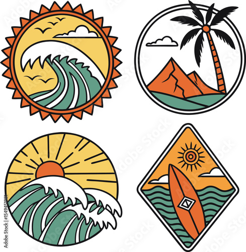 Colorful retro surf  vector