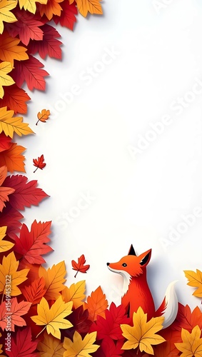 Autumn maple leaves create a vibrant, natural frame and border, perfect for fall season backgrounds or Thanksgiving card designs