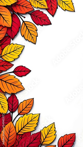 A seamless pattern of colorful autumn maple and oak leaves creates a beautiful fall foliage background decoration