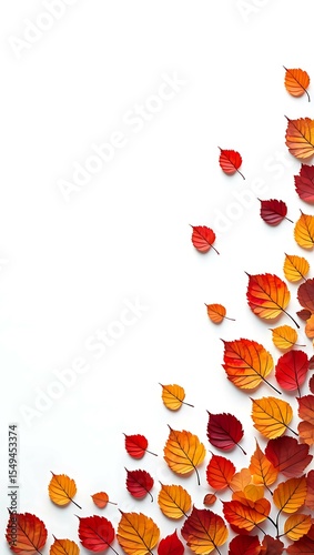 Seamless vector pattern of vibrant red and orange autumn leaves on a white background, perfect for fall floral designs and seasonal decoration