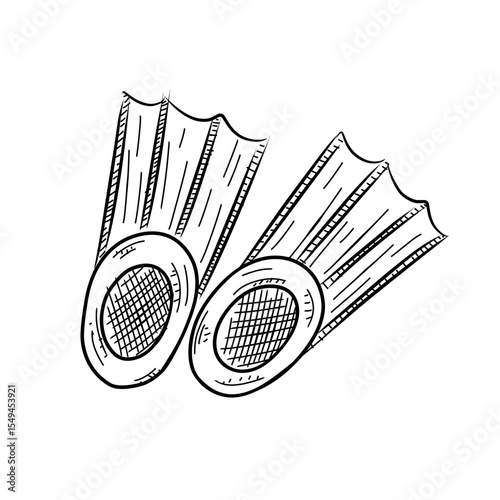 diver's shoes vector sketch line art hand drawn illustration 