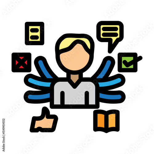 Multi Tasking Vector Filled Icon Design