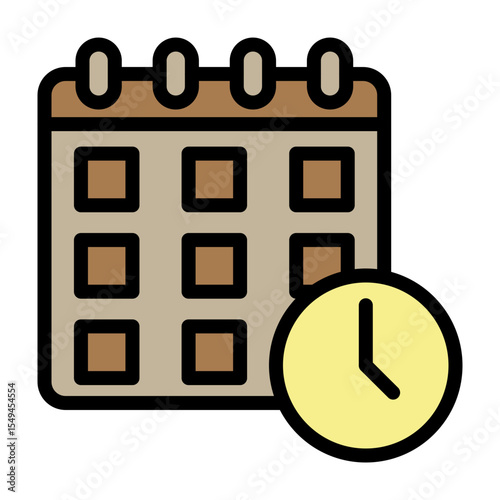 Task Time Vector Filled Icon Design