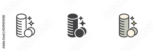 Cotton pads icon set in line, solid and filled outline style
