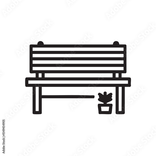 Simple bench design with potted plant for outdoor spaces