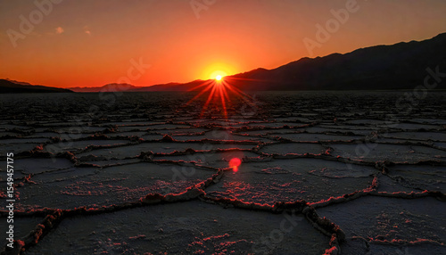 Sunset desert landscape mountains horizon scenic view nature sky