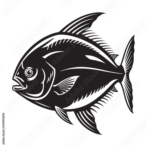  silhouette of pompano fish  on the white background