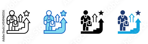 Career Rise icon Multi Style Vector Illustration