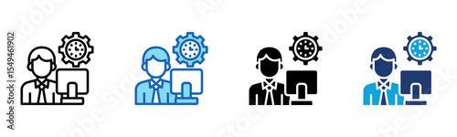 Work Efficiency icon Multi Style Vector Illustration